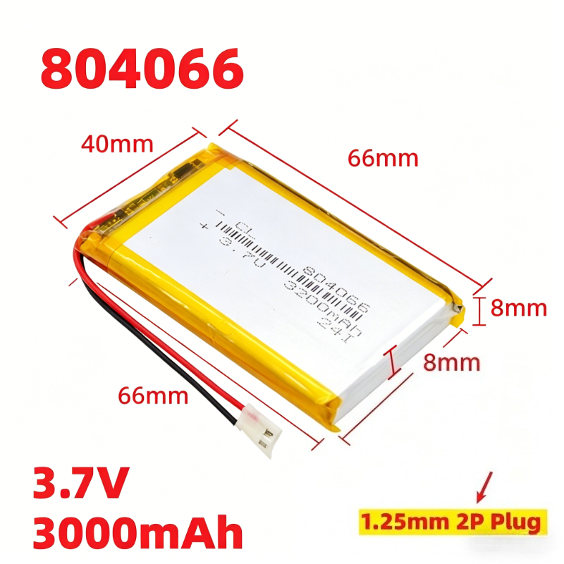 Retro Handheld Game Console R36S - Hochleistungs-Lithium-Polymer-Akku 804066 3,7V 3000mAh 2P 1,25mm