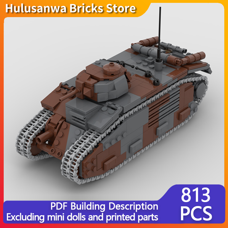 Lego Compatible Military Tank - B1 Bis Militärpanzer-Modell MOC Bausteine Kriegsgeräte